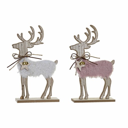 Décorations de Noël DKD Home Decor Polyester Renne Bois MDF (2 pcs) (17 x 5 x 29 cm)