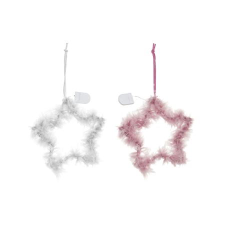 Décorations de Noël DKD Home Decor Étoile Plume (17 x 2 x 17 cm) (2 pcs)