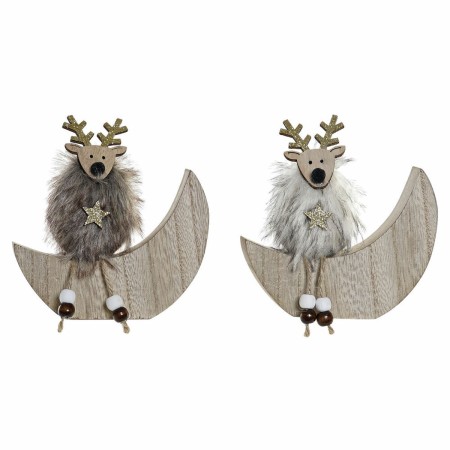 Décorations de Noël DKD Home Decor Polyester DM Lune (13 x 3 x 13 cm) (2 pcs)