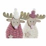 Décorations de Noël DKD Home Decor Polyester Laine Bois MDF Renne (2 pcs) (12 x 5 x 23 cm)