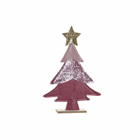 Décorations de Noël DKD Home Decor Polyester Paillettes Bois MDF (24 x 5 x 35 cm)