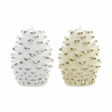 Bougie LED DKD Home Decor Noël Cire (2 pcs) (10 x 10 x 12 cm)
