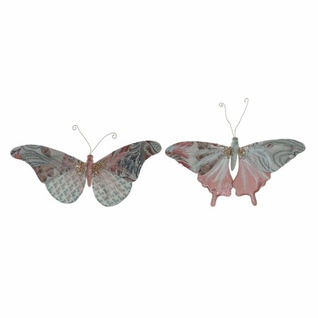 Décorations de Noël DKD Home Decor Polyester Papillon (2 pcs) (31 x 3 x 21 cm)