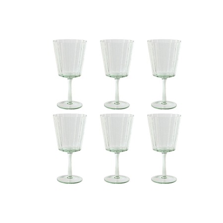 Set de Copas Home ESPRIT Verde Cristal 9 x 9 x 17,8 cm (6 Unidades)