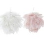 Boule de Noël DKD Home Decor Mousse Blanc Rose clair Plume (2 Unités)