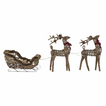 Décorations de Noël DKD Home Decor Renne Métal osier (3 pcs) (30 x 60 x 34 cm) (40 x 14 x 62 cm)