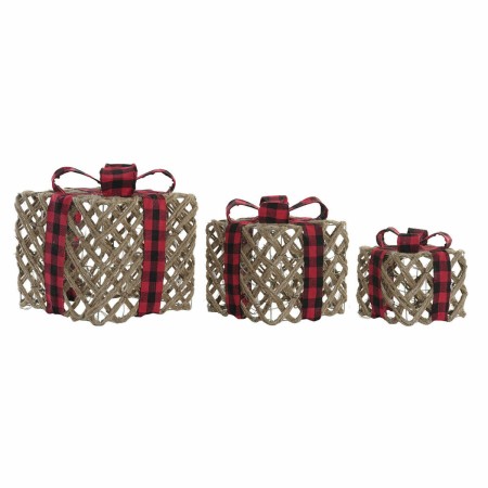 Boîte Cadeau DKD Home Decor Noël Jute (3 pcs) (26 x 26 x 31 cm)