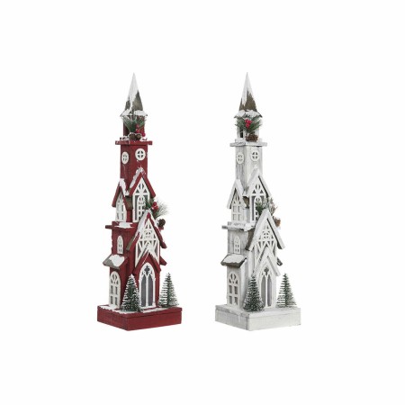 Décorations de Noël DKD Home Decor Maison Bois (2 pcs) (16 x 14 x 63 cm)