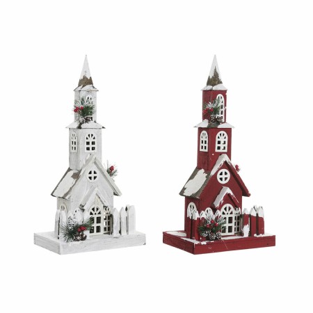 Décorations de Noël DKD Home Decor Maison Bois (2 pcs) (27 x 18 x 56 cm)