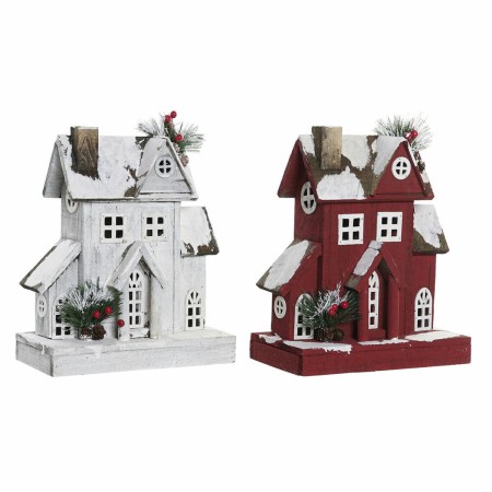 Décorations de Noël DKD Home Decor Maison Bois (2 pcs) (26 x 14 x 32 cm)