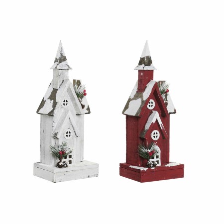 Décorations de Noël DKD Home Decor Maison Bois (2 pcs) (15 x 12 x 40 cm)