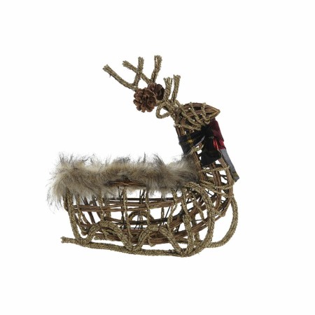 Décorations de Noël DKD Home Decor Renne Jute osier Ananas (40 x 18 x 34 cm)