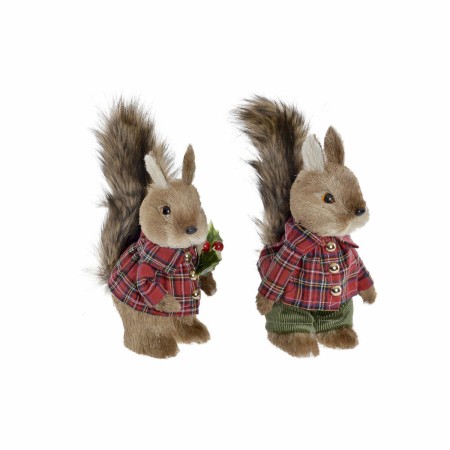 Décorations de Noël DKD Home Decor Polyester Écureuil (2 pcs) (12 x 15 x 25 cm)
