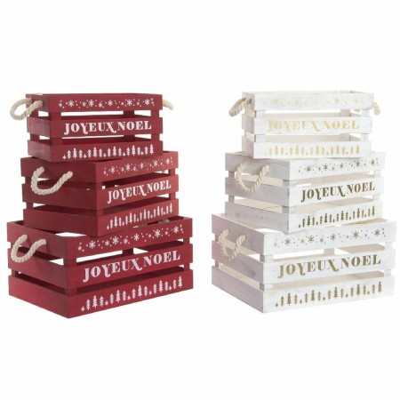 Set de boîtes décoratives DKD Home Decor Noël Bois de paulownia (2 pcs) (40 x 30 x 20 cm)