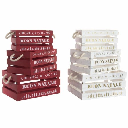 Set de boîtes décoratives DKD Home Decor Noël Bois de paulownia (2 pcs) (40 x 30 x 20 cm)