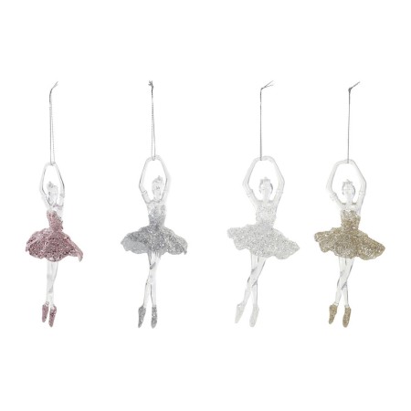 Décorations de Noël DKD Home Decor Acrylique Paillettes (4 pcs) (8 x 6 x 17.5 cm)