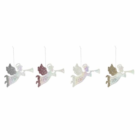 Décorations de Noël DKD Home Decor Angels Acrylique Paillettes (4 pcs) (12.5 x 0.5 x 9 cm)