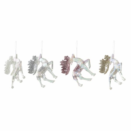 Décorations de Noël DKD Home Decor Acrylique Paillettes Renne (4 pcs) (8.5 x 3 x 14 cm)