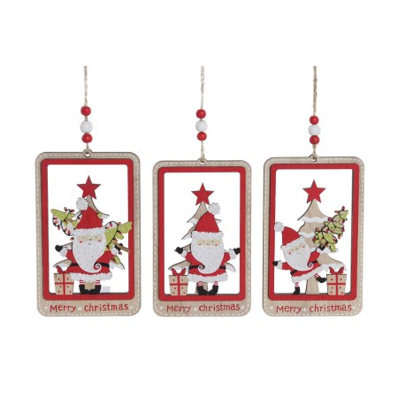 Décorations de Noël DKD Home Decor Bois MDF Père Noël (3 pcs) (8 x 0.5 x 13 cm)