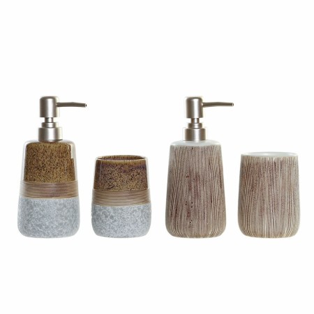 Ensemble de Bain DKD Home Decor Marron Gris Grès Boho (2 pcs)