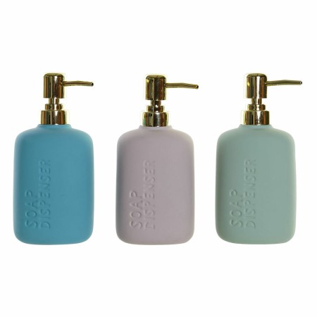 Distributeur de Savon DKD Home Decor Vert Gris Turquoise ABS Grès Glam (3 pcs)