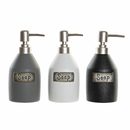 Distributeur de Savon DKD Home Decor Blanc Noir Gris ABS Grès Boho (3 pcs)