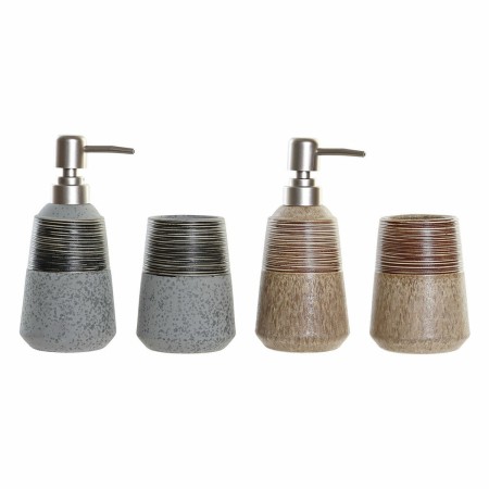 Ensemble de Bain DKD Home Decor Beige Gris ABS Grès Colonial (2 pcs)