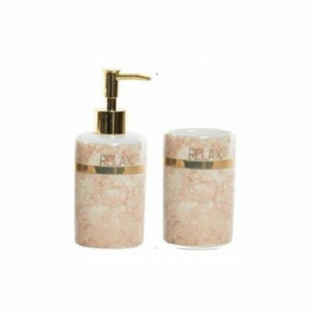 Ensemble de Bain DKD Home Decor Relax Marbre ABS Dolomite Glam (7 x 7 x 17,5 cm) (2 Pièces)