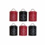 Boîte en métal DKD Home Decor Coffee, Tea & Sugar Rouge Noir Vintage (6 Unités)