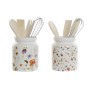 Pot pour ustensiles de cuisine DKD Home Decor Fleurs MDF Dolomite (1 L) (2 Unités)