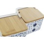 Salière avec couvercle DKD Home Decor Carrelage Bleu Blanc Bambou Dolomite (12.5 x 12.5 x 12 cm) (2 pcs)