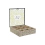 Boîte pour infusions DKD Home Decor Métal Verre Fleurs Bois MDF (3 pcs) (24 x 24 x 6.5 cm)