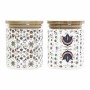 Boîte DKD Home Decor Bambou Verre Borosilicaté Traditionnel Carrelage (10 x 10 x 12.5 cm) (700 ml) (2 pcs)