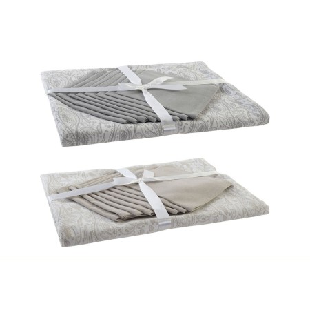 Nappe et serviettes de table DKD Home Decor Beige Coton Blanc (25 x 26 x 0,5 cm) (150 x 250 x 0.5 cm) (2 pcs)