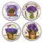 Dessous de plat DKD Home Decor Bleu Liège Mauve (4 pcs) (20 x 20 x 1 cm)