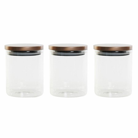 Set de 3 Boites DKD Home Decor Métal Verre Borosilicaté (3 pcs) (650 ml) (10 x 10 x 13 cm)