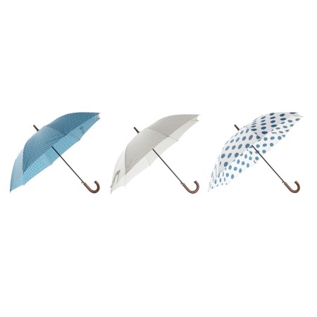 Parapluie DKD Home Decor Bleu Blanc Bois Polyester (3 pcs)