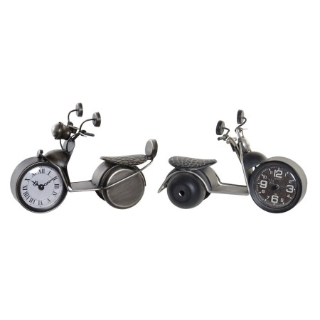 Horloge de table DKD Home Decor Verre Bleu Métal Moto Cuivre Bois MDF (24 x 13 x 16.5 cm) (2 pcs)