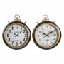 Horloge Murale DKD Home Decor Blanc Noir Métal Bois MDF (2 pcs) (42 x 6 x 51 cm)