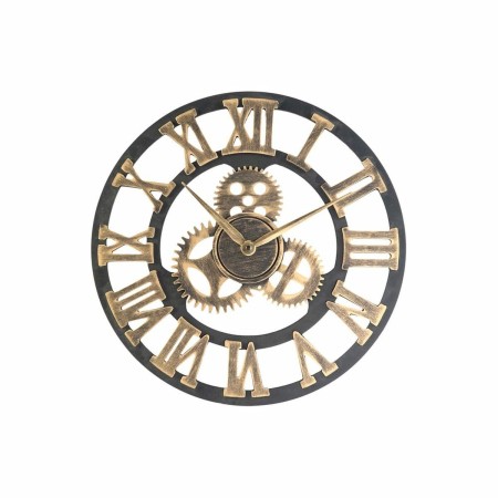 Horloge Murale DKD Home Decor Noir Doré Engrenage Bois MDF (45 x 4.5 x 45 cm)