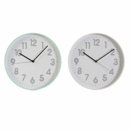 Horloge Murale DKD Home Decor Rose Vert PVC (30 x 4.5 x 30 cm) (2 pcs)