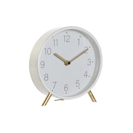 Horloge de table DKD Home Decor Doré Métal Blanc Bois MDF (18 x 5.5 x 19.5 cm)