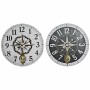 Horloge Murale DKD Home Decor Blanc Noir Métal Bois MDF Boussole (2 pcs) (58 x 4 x 58 cm)