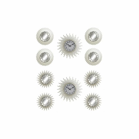 Horloge Murale DKD Home Decor polypropylène Doré Miroir (5 pcs) (2 pcs)
