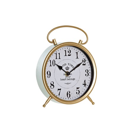 Horloge de table DKD Home Decor Turquoise Métal Doré (16.5 x 4.2 x 23 cm)