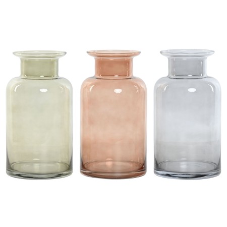 Vase Home ESPRIT Bleu Vert Ambre Verre 14,5 x 14,5 x 26,5 cm (3 Unités)