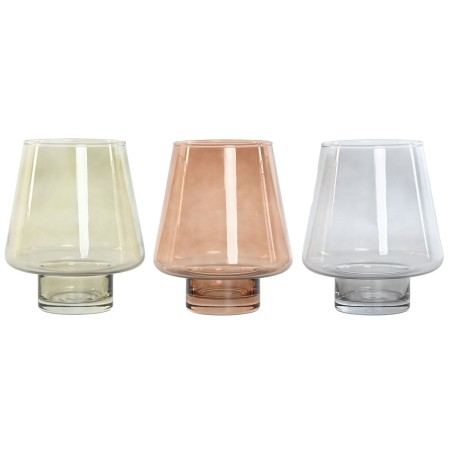 Jarrón Home ESPRIT Azul Verde Ambar Cristal Moderno 14,5 x 14,5 x 18 cm (3 Unidades)