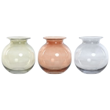 Vase Home ESPRIT Bleu Vert Ambre Verre Moderne 17,5 X 17,5 X 18,2 cm (3 Unités)