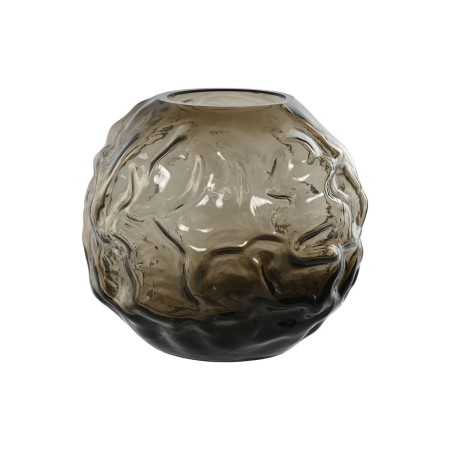 Vase Home ESPRIT Brun foncé Verre Moderne 21,5 x 21,5 x 19 cm