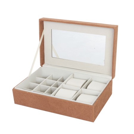Boîte à bijoux Versa Polyester Carton Miroir 16 x 7,8 x 25 cm